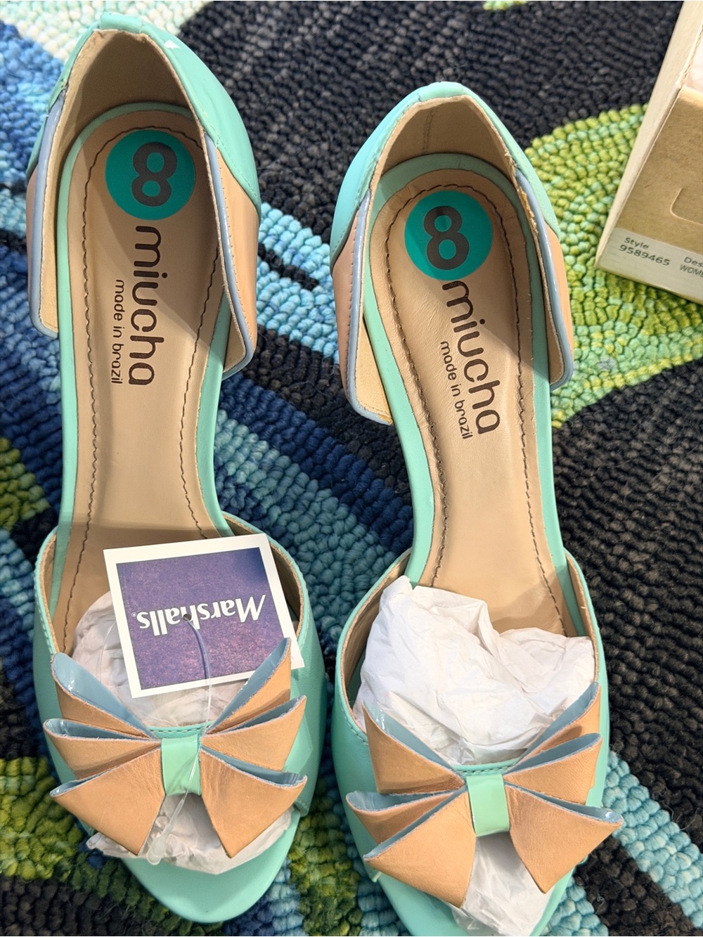 Miucha Mint Green & Peach Bow D'Orsay Heels - Women’s Shoes
